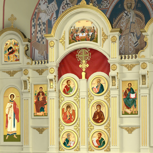 Иконостас двухъярусный (Московская обл.), оливковый с золотом (поталь), 520х430х540 см фото 5