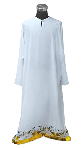 Подризник белый с цветной вышивкой, с рисунком "Фантазия", мокрый шелк фото 4