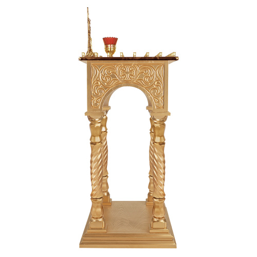 Панихидный стол на 70 свечей "Тверской" позолоченный, колонны, резьба, 70х50х96 см фото 4