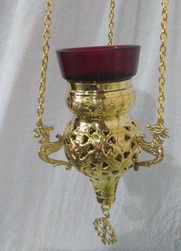 Лампада подвесная, латунь, 11х17 см, №3, У 13-0147 фото 2