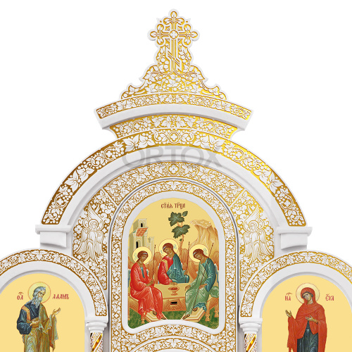Иконостас "Владимирский" пятиярусный белый с золотом (патина), 690х860х45 см фото 9