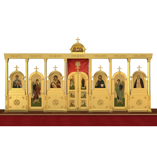 Иконостас "Греческий" одноярусный, цвет "золото" (патина), 620х315х16 см фото 2