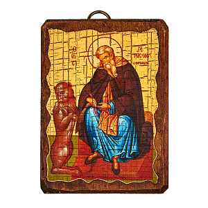 Икона преподобного Герасима Иорданского, 6,5х9 см, под старину (береза)