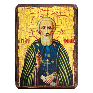 Икона преподобного Сергия Радонежского, под старину (7х9 см)