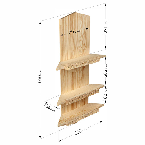 Полка для икон "Суздальская" угловая, цвет "натуральное дерево", 3 яруса фото 6