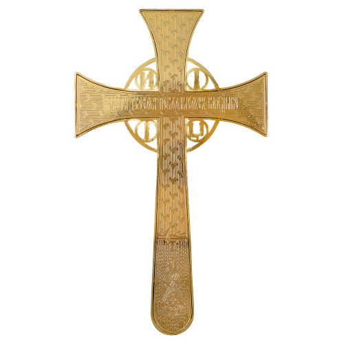 Крест требный четырехконечный, цинковый сплав, синяя эмаль, камни, 17х29 см фото 8