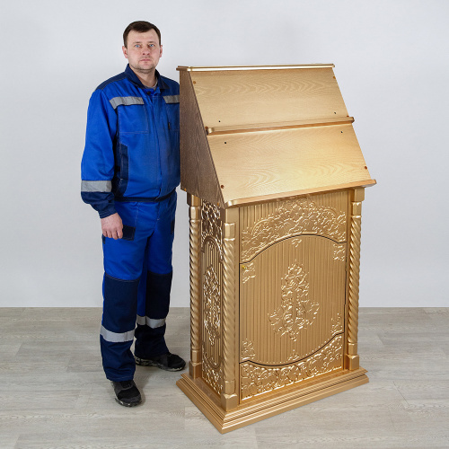 Аналой клиросный "Суздальский", цвет "золото", тумба, 92х52х155 см фото 10