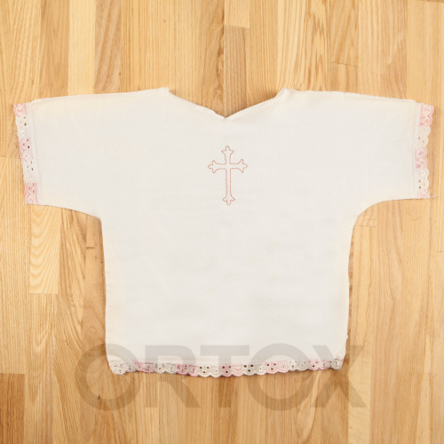 Рубашка для крещения на младенца (1 год), белая, фланель, вышивка фото 7