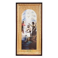 Икона большая храмовая Крещение Господне (Богоявление), прямая рама, 60х120 см, У-1266