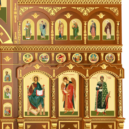 Иконостас "Рождественский" четырехъярусный, цвет "кипарис" с золотом (поталь), 848,5х763х53 см фото 8