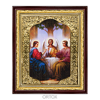 Икона большая храмовая Святая Троица, прямая рама