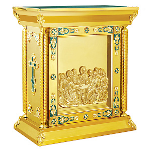 Облачение на престол "Гефсиманское" приставное, эмаль, 90х50х107 см (зеленая ткань, композит)