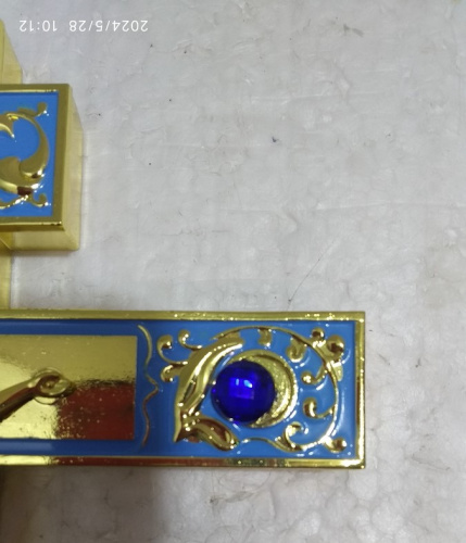 Крест напрестольный, голубая эмаль, синие камни, 14,5х26 см, У-1315 фото 7