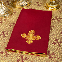 Илитон на престол бордовый с вышитым крестом, 80х70 см