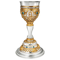 Потир "Праздничный" на 1 л, комбинированный, с позолотой и фианитами, 19х33 см
