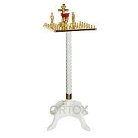 Панихидный стол на 36-50 свечей "Суздальский", белый с золотом, колонна