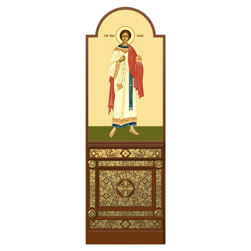 Диаконская дверь для "Романовского" иконостаса, цвет "кипарис" с золотом, 220х70х10 см фото 2