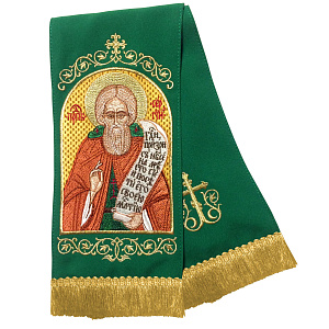 Закладка для Евангелия вышитая с иконой Сергия Радонежского, 160х14,5 см (габардин)