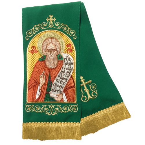 Закладка для Евангелия вышитая с иконой Сергия Радонежского, 160х14,5 см