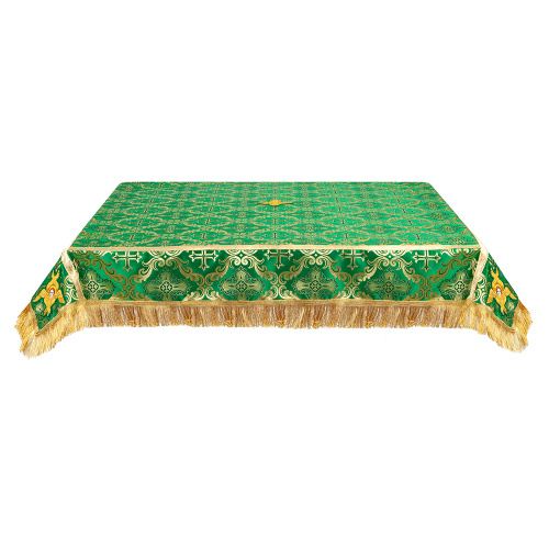 Пелена на престол с вышитыми херувимами зеленая, шелк фото 2