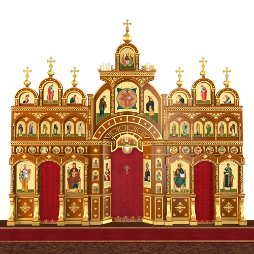 Иконостас "Рождественский" четырехъярусный, цвет "кипарис" с золотом (поталь), 848,5х763х53 см фото 3
