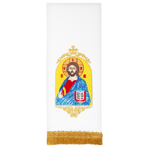 Закладка для Евангелия с иконой Спасителя белая, 160х14,5 см фото 2