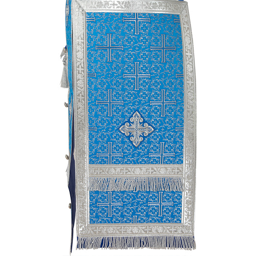 Иерейское облачение, парча "Афон", голубое с серебром фото 4