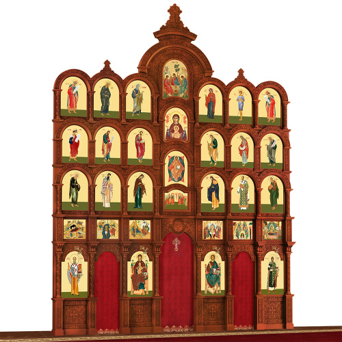 Иконостас деревянный резной "Владимирский" пятиярусный, цвет "кипарис", 690х860х45 см фото 3 Иконостас деревянный резной "Владимирский" пятиярусный, цвет "кипарис", 690х860х45 см фото 3