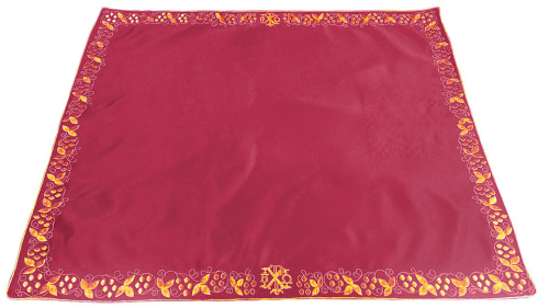 Илитон на престол бордовый из шелка с вышивкой Альфа-Омега, 80х70 см фото 2