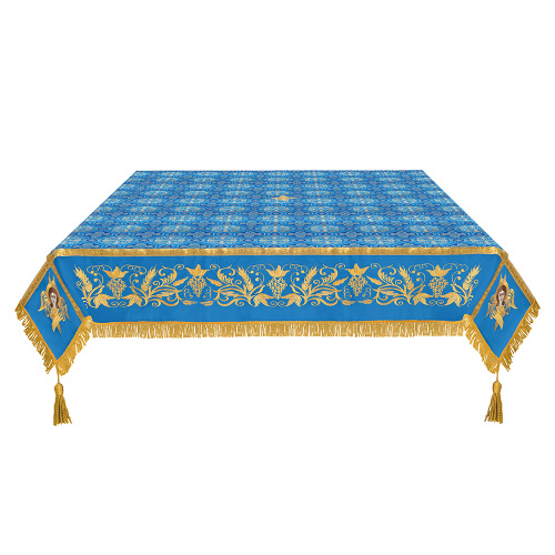 Пелена на престол комбинированная, голубая с золотом, вышивка фото 2