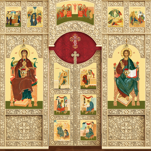 Иконостас деревянный "Суздальский" четырехъярусный, цвет "натуральное дерево", 608х637х25,4 см фото 2 Иконостас деревянный "Суздальский" четырехъярусный, цвет "натуральное дерево", 608х637х25,4 см фото 2