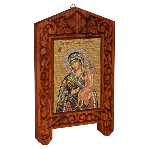 Икона Божией Матери "Воспитание" на резной доске "Суздальская", холст с золочением Икона Божией Матери "Воспитание" на резной доске "Суздальская", холст с золочением