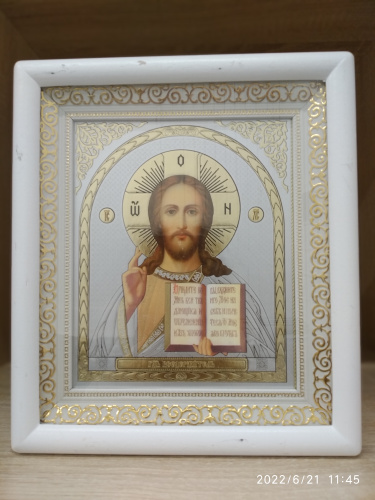 Икона Спасителя, 21х24 см, прямая багетная рамка, У-0158 фото 2