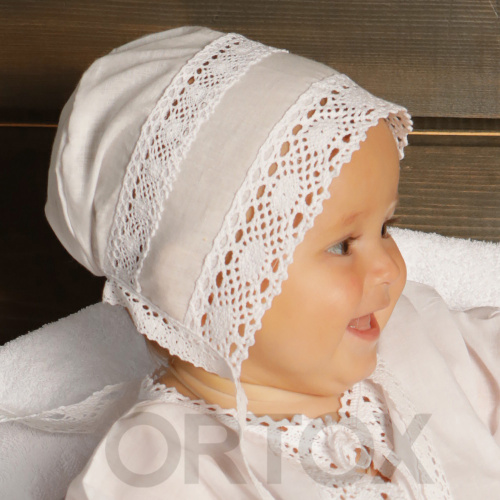 Комплект для крещения "Классика" белый: рубашка и чепчик, размер 62 фото 4