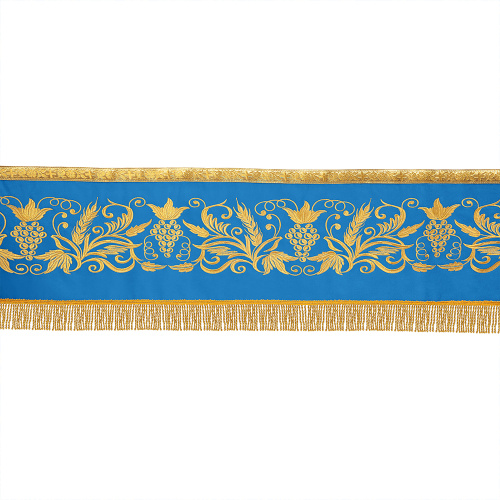 Пелена на престол комбинированная, голубая с золотом, вышивка фото 4