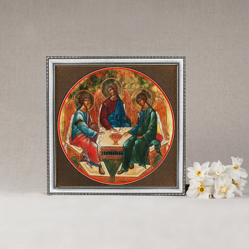 Икона Святой Троицы, 25х25 см, багетная рамка фото 3