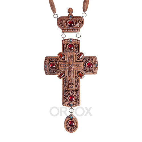 Крест наперсный "Наградной" деревянный резной, с цепью, 7,7х17,9 см фото 4