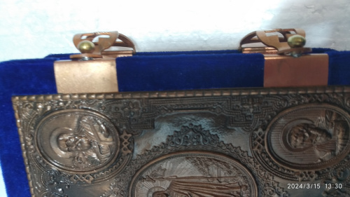 Евангелие требное малое синее, оклад "под бронзу", бархат, 12х16 см, У-1146 фото 7