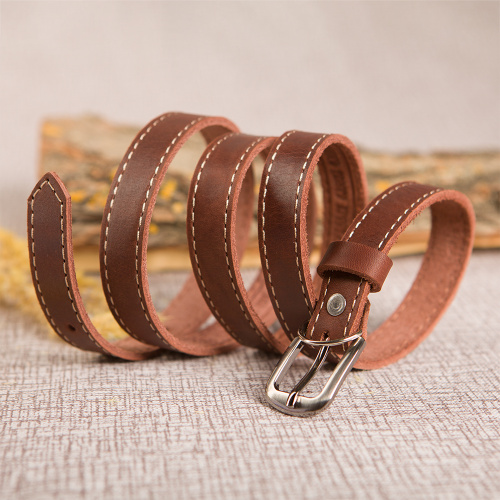 Ремень женский кожаный коричневый с молитвой Честному Кресту и Иисусовой молитвой, ширина 1,8 см, с  фото 3