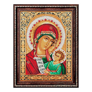 Алмазная мозаика "Икона Божией Матери "Утоли моя печали", 30х40 см (32 цвета страз)