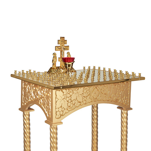 Панихидный стол на 70-100 свечей "Суздальский", цвет "золото", колонны, резьба фото 8