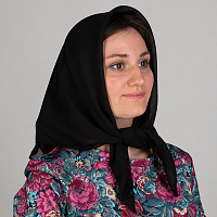 Платок, 75х75 см, креп-шифон, черный, У 59-0056/1