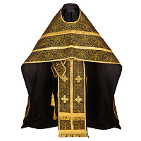 Иерейское облачение, парча "Афон", черное с золотом