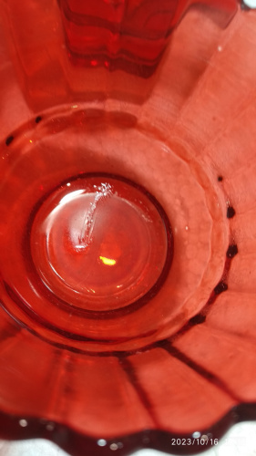 Стаканчик для лампады стеклянный рифленый красный, У-0873 фото 6