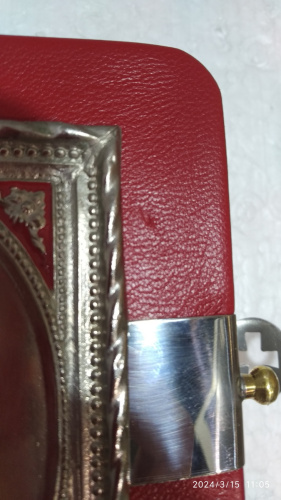 Апостол красный, оклад "под серебро", кожа, эмаль, 23х30 см, У-1150 фото 5