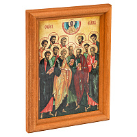 Икона собора славных и всехвальных двенадцати в деревянной рамке, 12х1,5х17 см