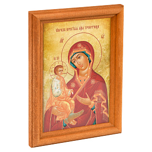 Икона Божией Матери "Троеручица" в деревянной рамке, 12х1,5х17 см (стекло, картон)