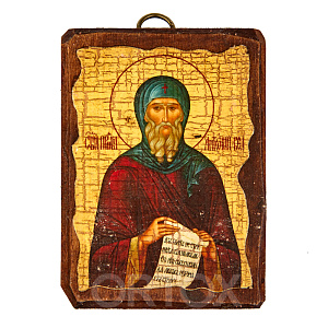 Икона преподобного Антония Великого, 6,5х9 см, под старину (береза)