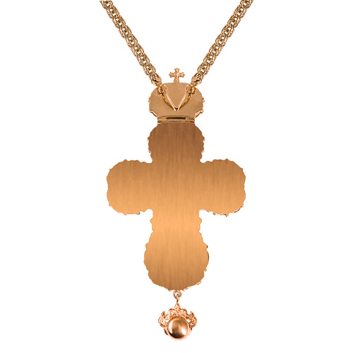 Крест наперсный из ювелирного сплава в позолоте с цепью, фианиты, 9,4х19,2 см фото 3 Крест наперсный из ювелирного сплава в позолоте с цепью, фианиты, 9,4х19,2 см фото 3