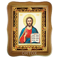 Икона Спасителя "Господь Вседержитель", 22х27 см, фигурная багетная рамка №4